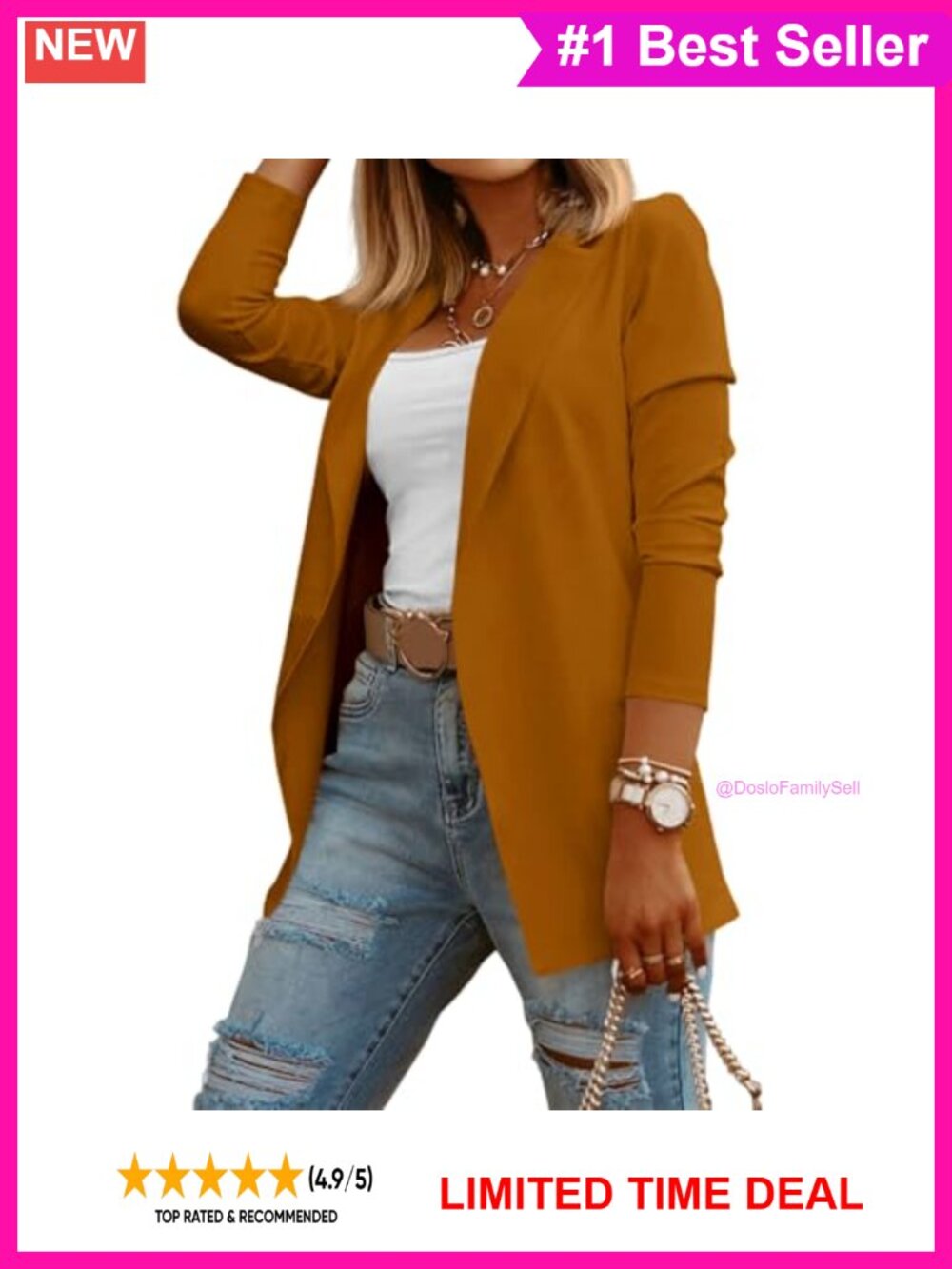 Knit Blazer Long Sleeve Open Front Business Casual